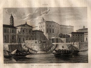 Porto di Ripetta e Palazzo Borghese - Roma - Gravura de "Picturesque Italy" - Pintura Histórica e Descritiva da Itália" de M. de Norvins, Ch. Nodier 1834-1836. de French School