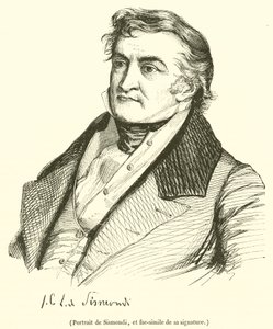 Retrato de Sismondi, e fac-símile da sua assinatura (gravura) de French School