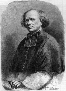 Retrato de Abbe Gaspard Deguerry (1797-1871), paróquia da Madeleine em Paris. Gravura em "Le Monde Illustré" n°207 de 30 de março de French School