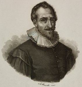 Retrato de Adam de Craponne (1526-1576), engenheiro francês, gravura por Marchi de French School