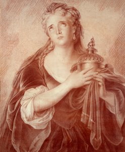 Retrato de Adrienne Lecouvreur (1692-1730), artista dramática francesa. Desenho de Philippe De Saint Albin de French School