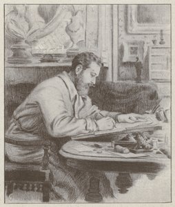 Retrato de Albert Guillaume, pintor e caricaturista francês (litho) de French School