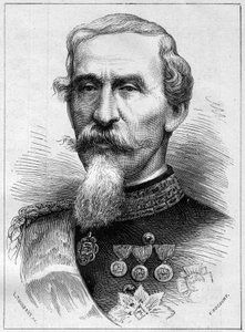 Retrato de Alfonso Ferrero de La Marmora (Lamarmora) (1804 - 1878) general e político italiano. Gravura em "Le Monde Illustré" n°1085 de 19 de Janeiro de 1878. de French School