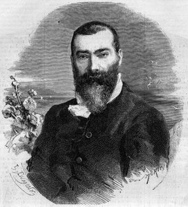 Retrato de Alphonse Karr (1808-1898), romancista e dramaturgo francês. Gravura em "Le Monde Illustré" n°145 de 21 de Janeiro de 1860. de French School