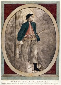Retrato de Augustatus Kuningam, um pirata americano ativo durante a Guerra da Independência, c.1780 de French School