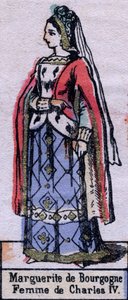 Retrato de Blanche de Borgonha (ca. 1296-1326), esposa de Carlos IV da França. (dinastia Capetian). Ilustração de finais do século XIX. de French School