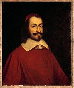 Retrato do Cardeal Jules Mazarin (1602-1661) (Giulio Raimondo Mazzarino ou Mazarino) Pintura da Escola Francesa do Sol do século XVII. 0,74x0,6 m versailles, museu do castelo de French School