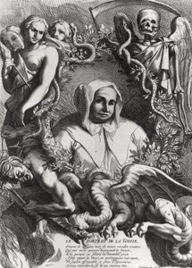 Retrato de Catherine Monvoisin (O Vizinho) (1640-80) (gravura) (foto bw) de French School
