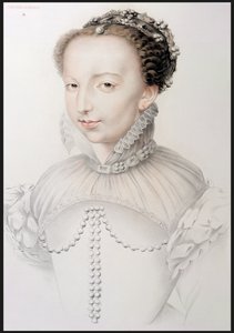Retrato de Catarina de Médicis (1519-1589), fac-símile de um desenho do século XVI que aparece em Retratos das personalidades francesas mais famosas do século XVI, por PG Niel, Paris, 1848 (grafite de French School