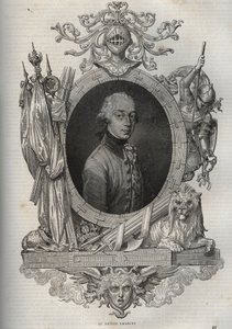 Retrato de Charles-Louis da Áustria-Teschen (Charles Louis da Áustria Teschen) (1771-1847) (Erzherzog Karl von Osterreich) Arquiduque da Áustria, Duque de Teschen - Arquiduque Charles, Duque de Teschen - da "Nova Enciclopédia Nacional" de Maurice La Chares de French School