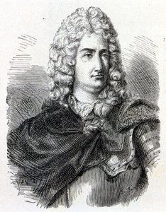 Retrato de Charles François Du Fay (Dufay) (1698 - 1739), químico e físico francês - em “” Album de la Science; cientistas ilustres; Grandes descobertas ”” ”1896. de French School
