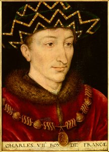 Retrato de Carlos VII (1403-1461) Rei de França. Pintura da escola francesa de French School