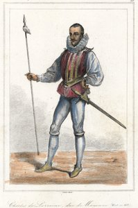 Retrato de Charles de Lorraine, Duque de Mayenne (1554 - 1611), Príncipe francês. Depois de Henri, Duque de Guise, ele foi chefe da Liga (1589). de French School