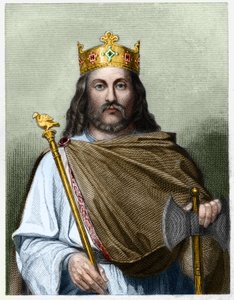 Retrato de Chilperic I (539 - 584), Rei de Neustria - em "Histoire des Français" de Lavallee, gravura, sd. de French School