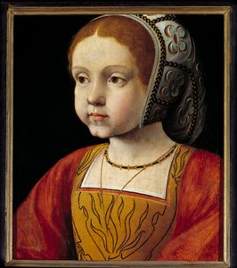 Retrato de Eleonore da criança Habsburg, rainha de Portugal e depois da França (1498-1558) Pintura da Escola Francesa. Sol do século XVI. 0,3x0,23 m versailles, museu do castelo. de French School