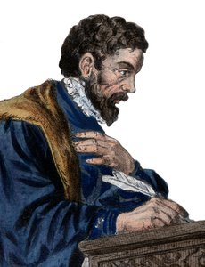Retrato de Etienne Jodelle (1532-1573), dramaturgo francês e poeta. de French School