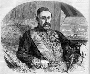 Retrato de Fouad (Fuad) Pasha (1815-1869), político turco e embaixador. Gravura de Morin em "O Mundo Ilustrado" n° 65 de 10 de julho de French School