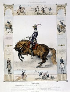 Retrato de Frédéric Grison em "História pitoresca da equitação antiga e moderna" de Charles Aubry de French School