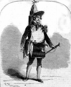 Retrato de Frederick Lemaitre (1800-1876), comediante francês em "Le Marchand de coco" de Adolphe d