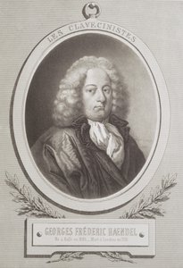 Retrato de George Frederick Handel (1685-1759) frontispício de partitura de French School