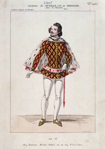 Retrato de Gilbert Duprez, tenor e compositor francês em "La Favorite" de Gaetano Donizetti (gravura colorida) de French School