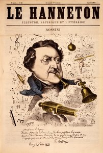Retrato de Gioacchino Rossini (1792-1868) - em "Le Hanneton" de 04/07/1867 de French School