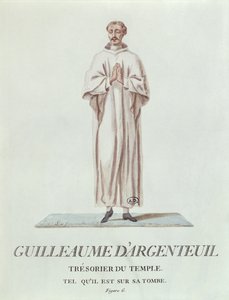 Retrato de Guillaume dArgenteuil, Tesoureiro do Templo, como descrito em seu túmulo, 1786 (wc no papel) de French School
