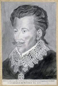 Retrato de Henri de Valois, Conde de Angouleme, Grande Prior da França, Governador da Provença em 1579 de French School
