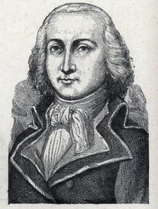 Retrato de Jean Baptiste Cyrus Adelaide de Timbrune de Thiembronne dit Valencia, Conde de Valencia e General da Revolução Francesa (1757-1822). Gravura a partir de 1889. Coleção privada. de French School