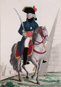 Retrato de Jean Baptiste Kleber (1753-1800) nas Pirâmides, finais do século XVIII (gravura a cores) de French School