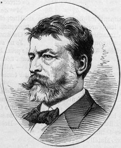 Retrato de Jean Louis Ernest Meissonnier (1815-1891), pintor francês. Gravura em "Le Monde Illustré" n°890 de 2 de Maio de 1874. de French School