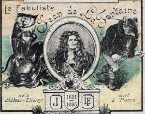 Retrato de Jean de La Fontaine (1621-95), imagem da Epinal do final do século XIX. de French School