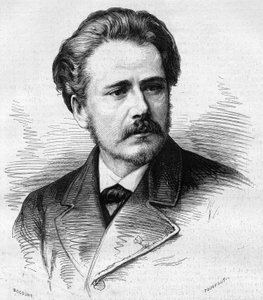 Retrato de Jules Massenet (1842-1912), compositor francês. Gravura em "Le Monde Illustré" n°1047 de 5 de Maio de 1877. de French School
