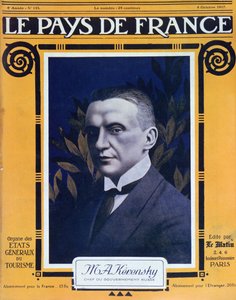 Retrato de Kerensky, capa da revista francesa Le Pays de France, 4 de outubro de 1917 de French School