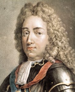 Retrato de Louis-Joseph de Bourbon, Duque de Vendôme, gravura a cores de French School