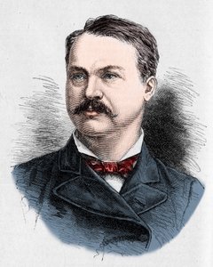 Retrato de Louis Honore (Louis Honore) Frechette (1839-1908), poeta e dramaturgo canadense. Gravura de Charles Georges em "Le Monde Illustré" n°1328 de 9 de Setembro de 1882. de French School