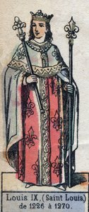 Retrato de Luís IX da França, conhecido como Saint Louis (1214-1270) (dinastia dos Capetianos). Ilustração de finais do século XIX. de French School
