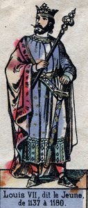 Retrato de Luís VII da França, conhecido como Luís o Jovem (1120-1180) (dinastia dos Capetianos). Ilustração do final do século XIX. de French School