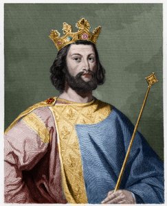Retrato de Luís VII o Jovem (1120 - 1180), Rei de França - em "Histoire des Francais" de Lavallee, gravura, sd. de French School
