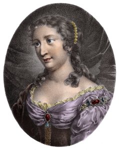 Retrato de Madame de La Fayette, romancista francesa (gravura) - Marie-Madeleine (Marie Madeleine) Pioche de La Vergne, Comtesse de Lafayette (Madame de la Fayette) (1634-1693). Gravura do século XIX. de French School