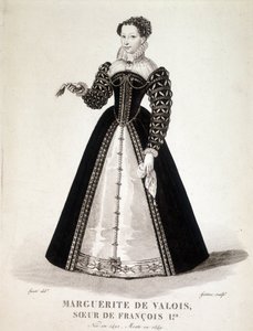 Retrato de Margarita de Navarra (Margaret de Valois, Marguerite de Angouleme ou Marguerite de França (1492-1549) Rainha de Navarra e Poetisa - século XIX de French School