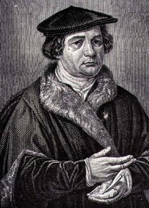 Retrato de Martinho Lutero (1483-1546) Reformador religioso alemão (gravura) de French School