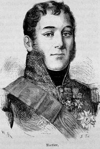 Retrato de Mortier, Duque de Treviso (1768 - 1835), Marechal da França, morto durante o ataque de Fieschi - em "A História da França" de Henri Martin de French School