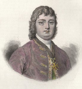 Retrato de Nicolas Roze dit le Chevalier Roze (1675-1733), militar e governador francês. in "Portraits des Hommes Useful" de French School