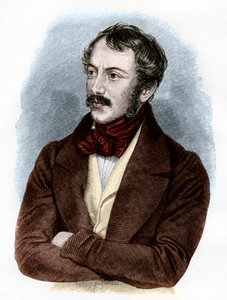Retrato de Nikolaus Lenau (gravura a cores) de French School