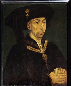 Retrato de Filipe III de Borgonha chamado Philip the Good (1396-1467) Duque de Borgonha, fundador da pintura Anónima do Tosão de Ouro da Escola Francesa de French School