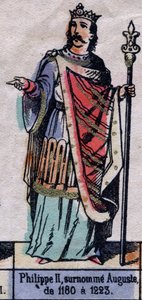 Retrato de Filipe II da França, conhecido como Philippe Auguste (1165-1223) (dinastia dos Capetianos). Ilustração do final do século XIX. de French School