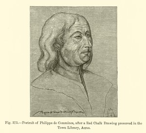 Retrato de Philippe de Commines, depois de um desenho a giz vermelho conservado na Biblioteca Municipal, Arras (gravura) de French School