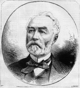 Retrato de Pierre Frederic Dorian (1814-1873), político francês, ministro de obras públicas da Terceira República, em 1870. Gravura no "Le Monde Illustré" n°707 de 29 de outubro de 1870 de French School