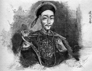 Retrato de Toa Kwang (Toa-Kwang ou Daoguang) (1782-1850), Imperador da China da Dinastia Qing. Gravura em "Le Monde Illustré" n°136 de 19 de Novembro de 1859. de French School
